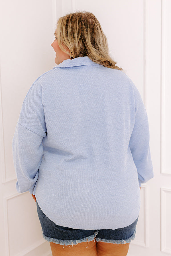 Chic Harvest Knit Henley Top in Sky Blue Curves Image - 4