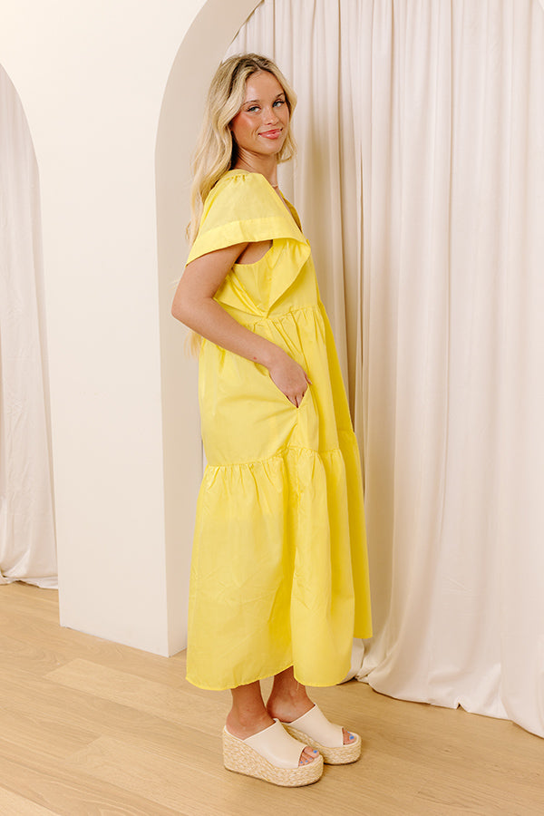 Subtle Charm Button Down Midi Dress in Yellow Image - 3