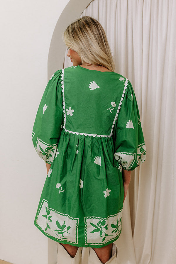 Picture Perfect Floral Mini Dress in Kelly Green Image - 3