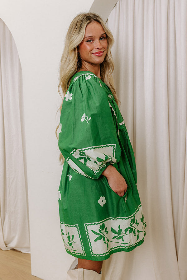 Picture Perfect Floral Mini Dress in Kelly Green Image - 4