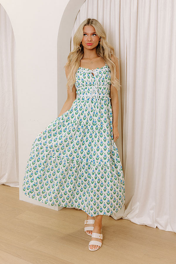 Southern Charm Floral Midi Dress in Sky Blue Image - 1