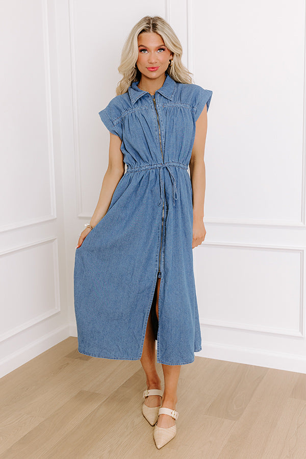 Honeysuckle Dreams Chambray Midi Dress Image - 2