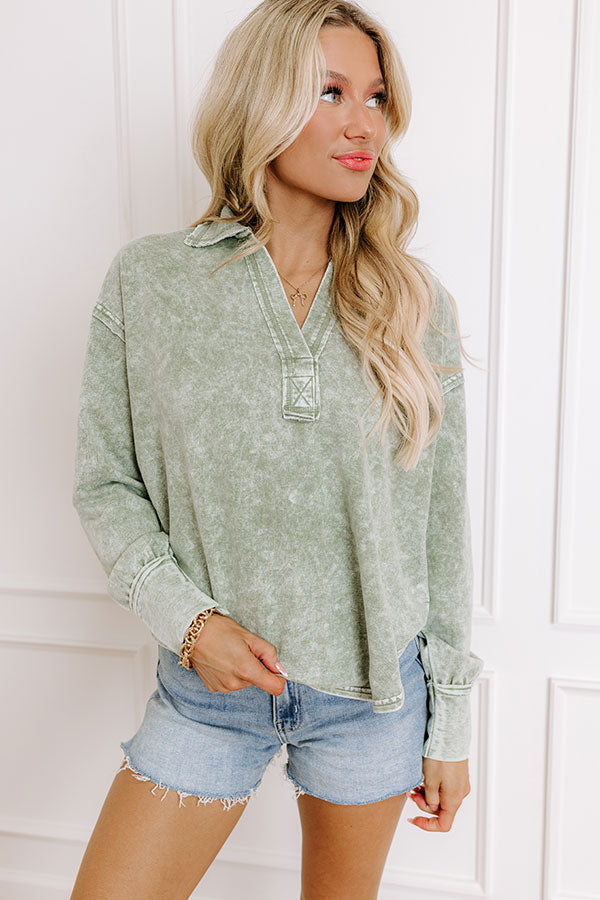 Timeless Classic Mineral Wash Tee in Sage Image - 1