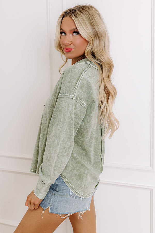 Timeless Classic Mineral Wash Tee in Sage Image - 3