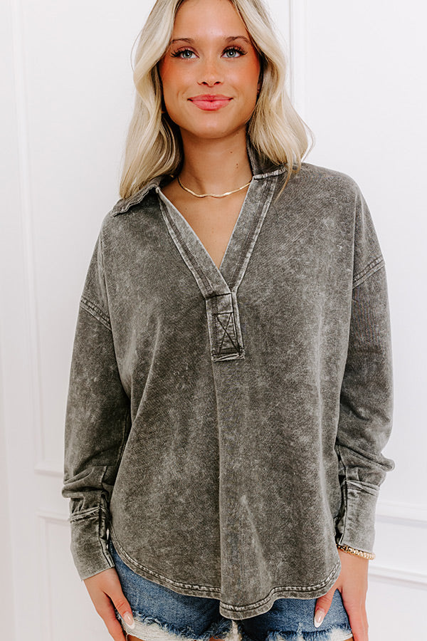 Timeless Classic Mineral Wash Tee in Charcoal Image - 3