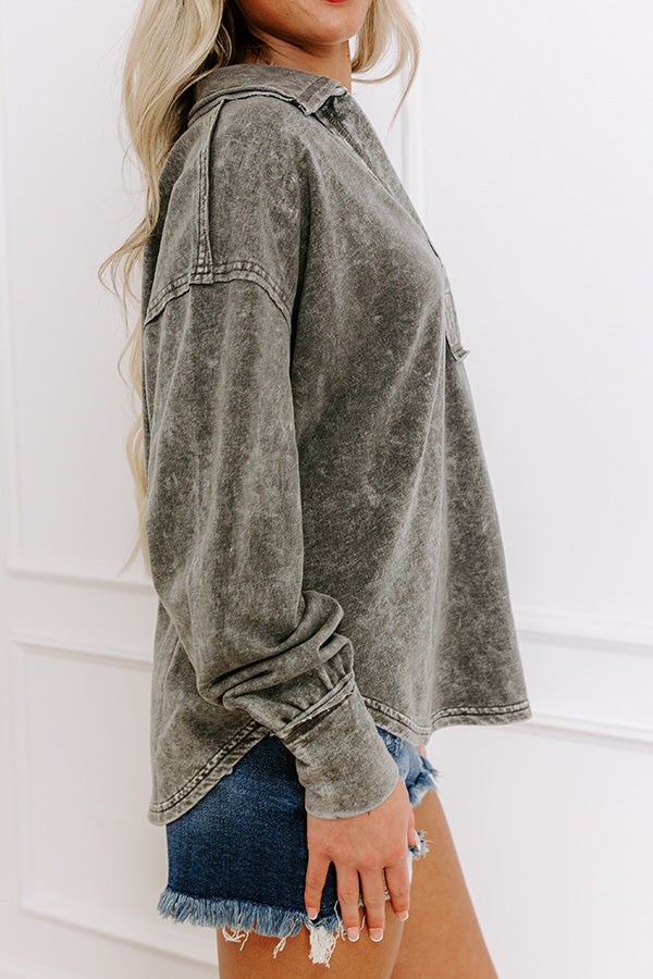Timeless Classic Mineral Wash Tee in Charcoal Image - 5