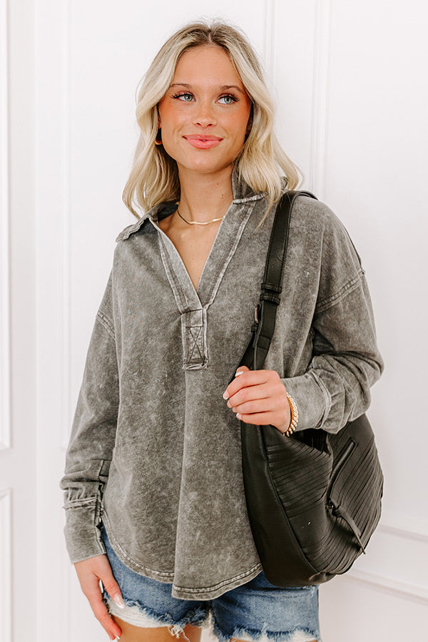 Timeless Classic Mineral Wash Tee in Charcoal Image - 1