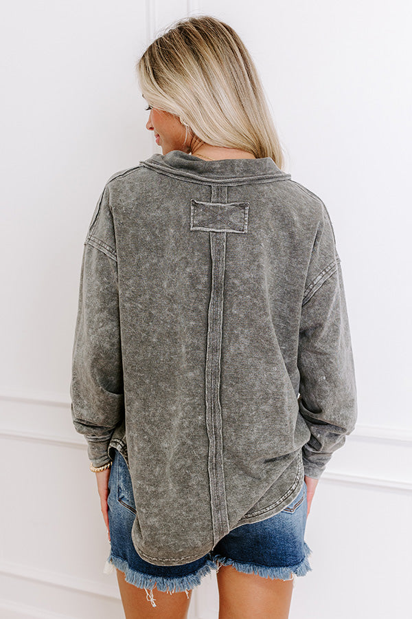 Timeless Classic Mineral Wash Tee in Charcoal Image - 4