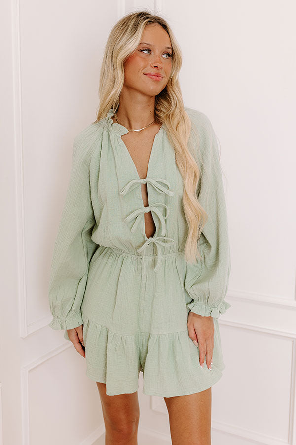 Spring Fling Front Tie Romper Mint Image - 2
