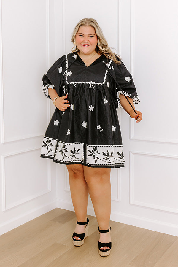Picture Perfect Floral Mini Dress in Black Curves Image - 1