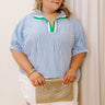 Country Club Gathering Stripe Top in Sky Blue Curves Image - 1