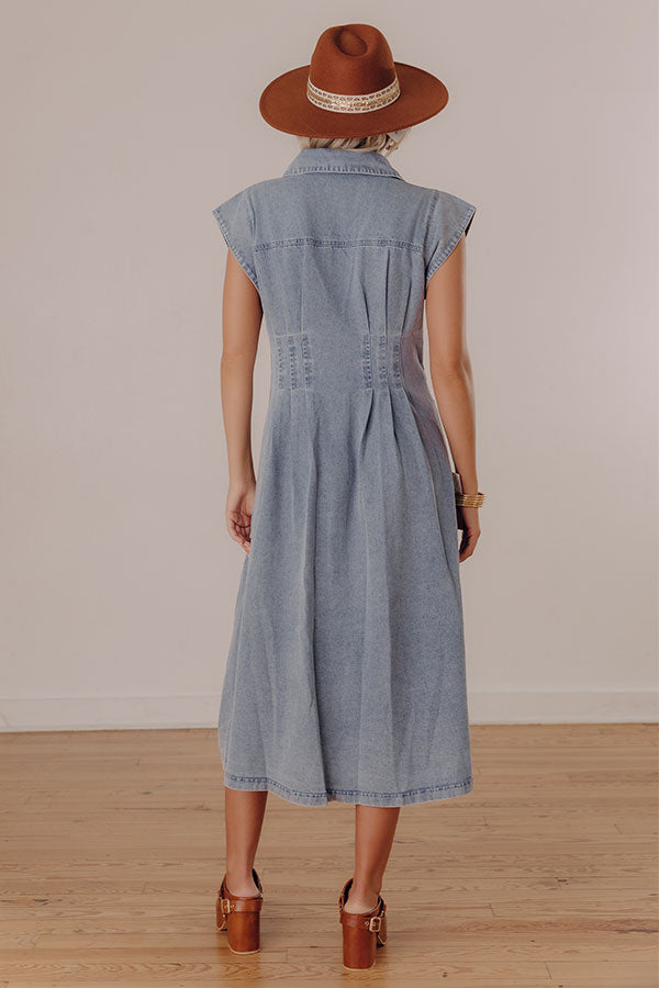 San Fran Bistro Denim Midi Dress Image - 5
