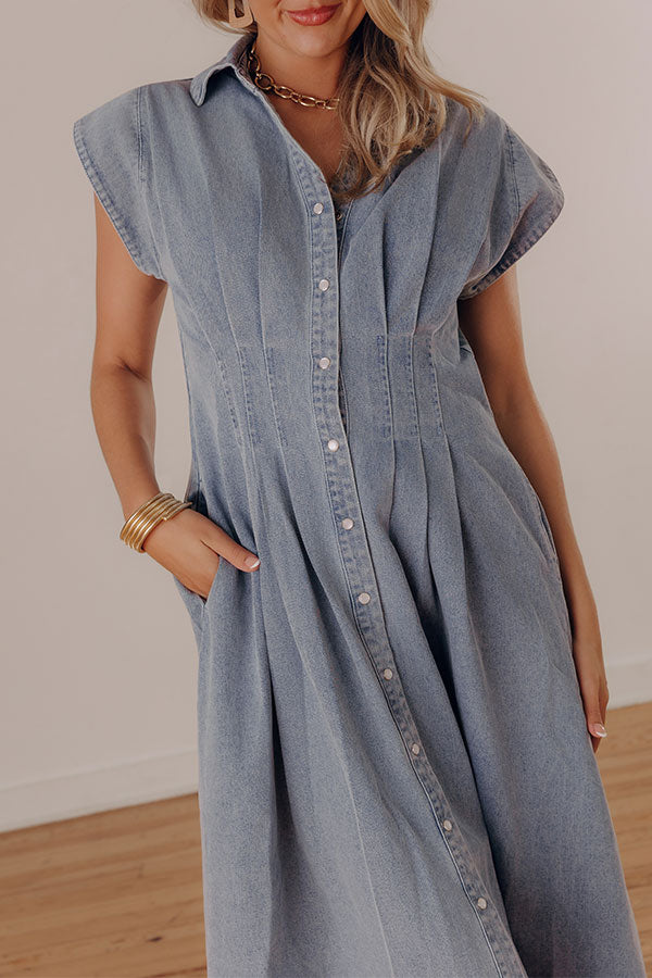 San Fran Bistro Denim Midi Dress Image - 3