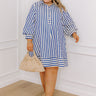 Charleston Charm Stripe Mini Dress in Sapphire Curves Image - 1