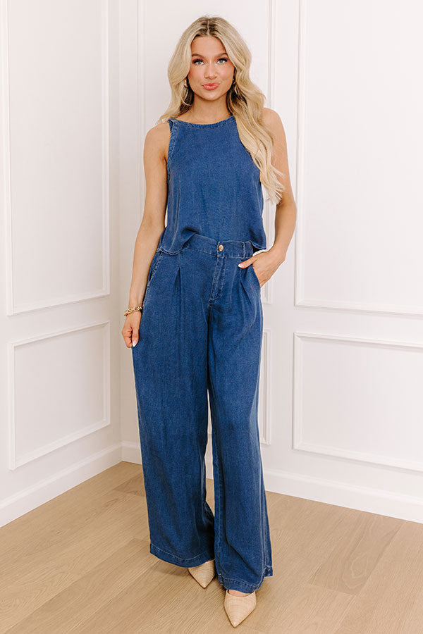 Cool Energy High Waist Chambray Wide Leg Pants Image - 1