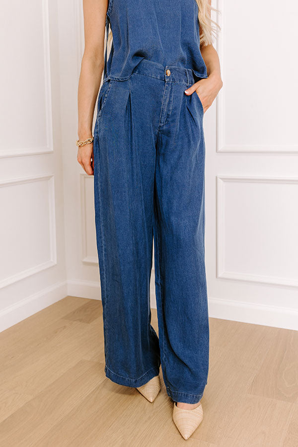 Cool Energy High Waist Chambray Wide Leg Pants Image - 2