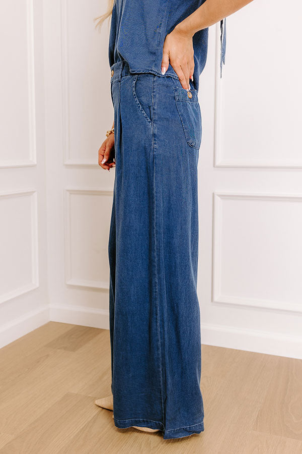 Cool Energy High Waist Chambray Wide Leg Pants Image - 3