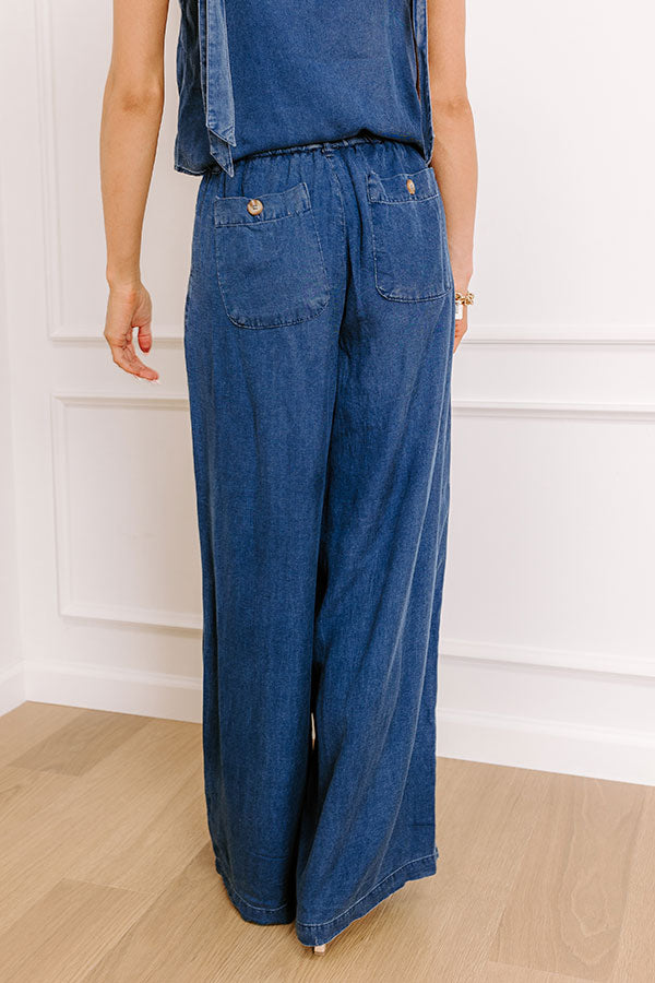 Cool Energy High Waist Chambray Wide Leg Pants Image - 4