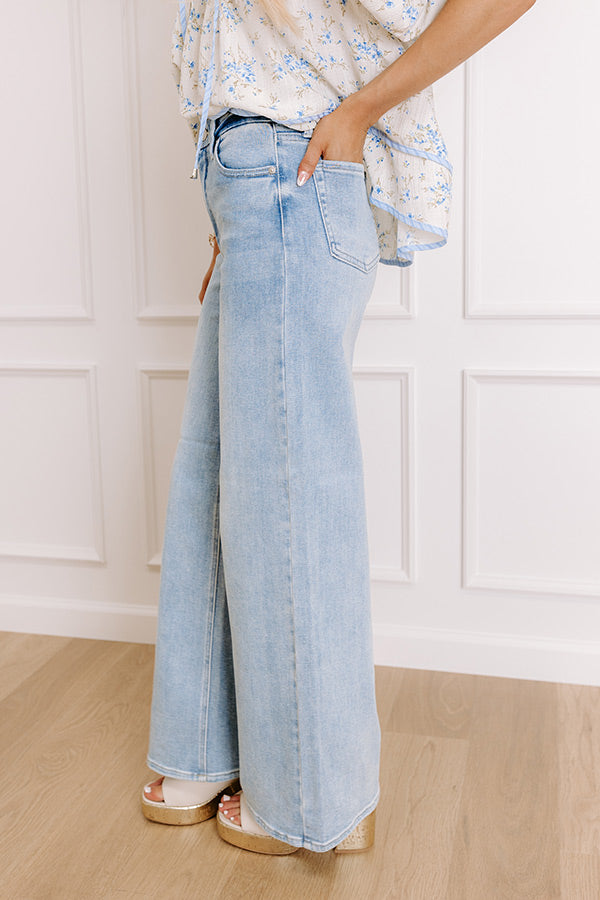 JUST USA Carley High Waist Wide Leg Jean in Light Wash Image - 3