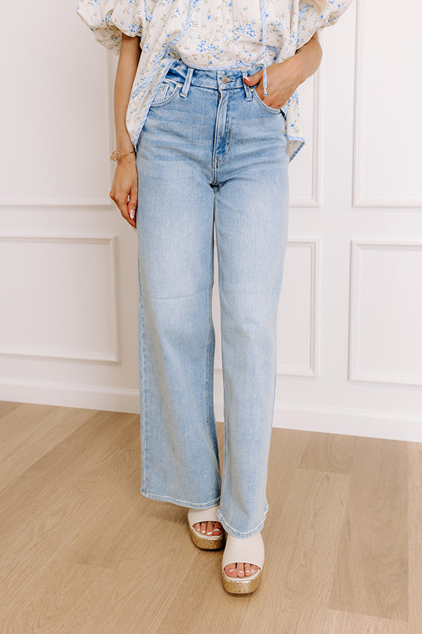 JUST USA Carley High Waist Wide Leg Jean in Light Wash Image - 1
