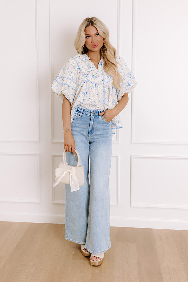 JUST USA Carley High Waist Wide Leg Jean in Light Wash Image - 4