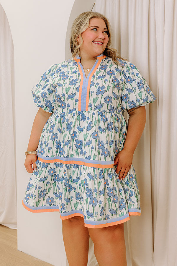 Fresh Horizon Floral Mini Dress in Airy Blue Curves Image - 1