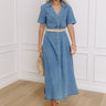 Barcelona Sun Chambray Button Down Midi Dress Image - 1