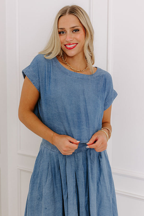 Farmers Market Stroll Chambray Crop Top Image - 1