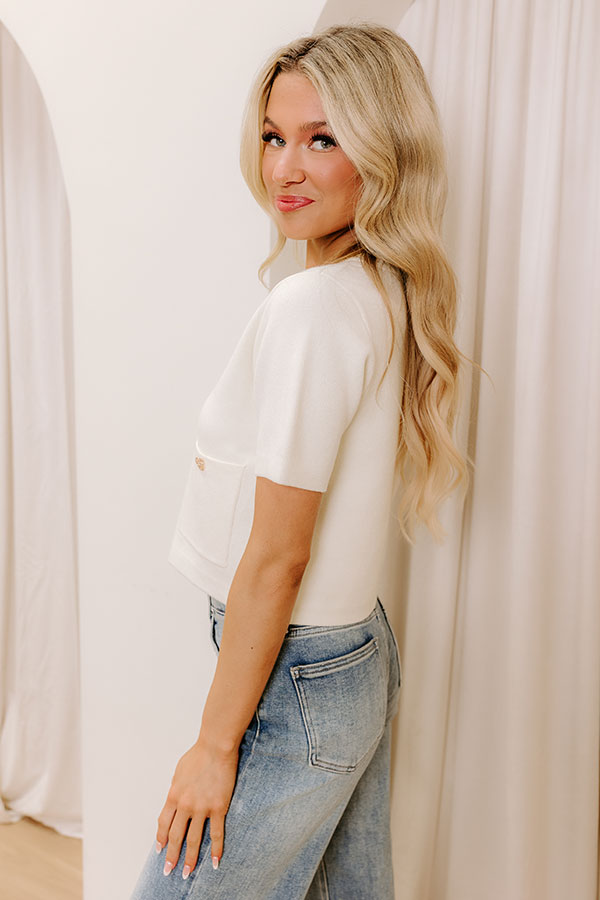 Midtown Market Knit Top in Cream Image - 3