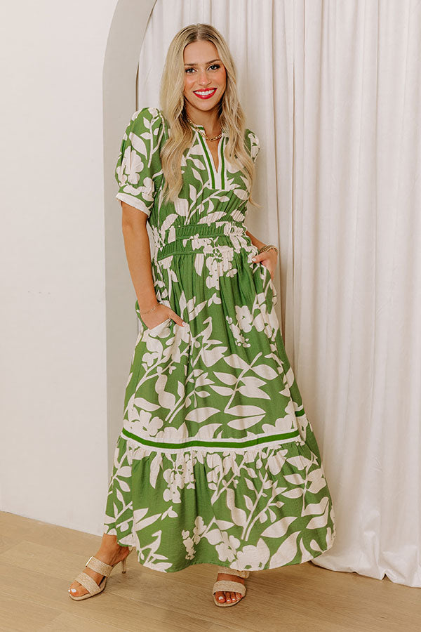 Whimsical Days Floral Midi Dress in Green Image - 1