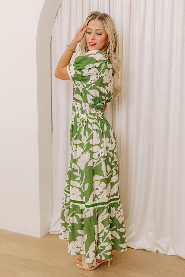 Whimsical Days Floral Midi Dress in Green Image - 3