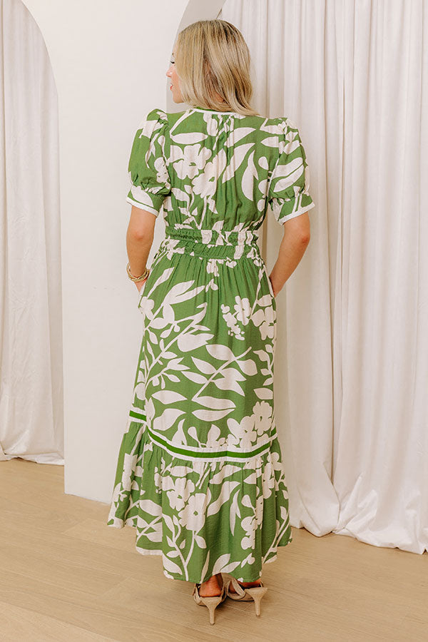 Whimsical Days Floral Midi Dress in Green Image - 4