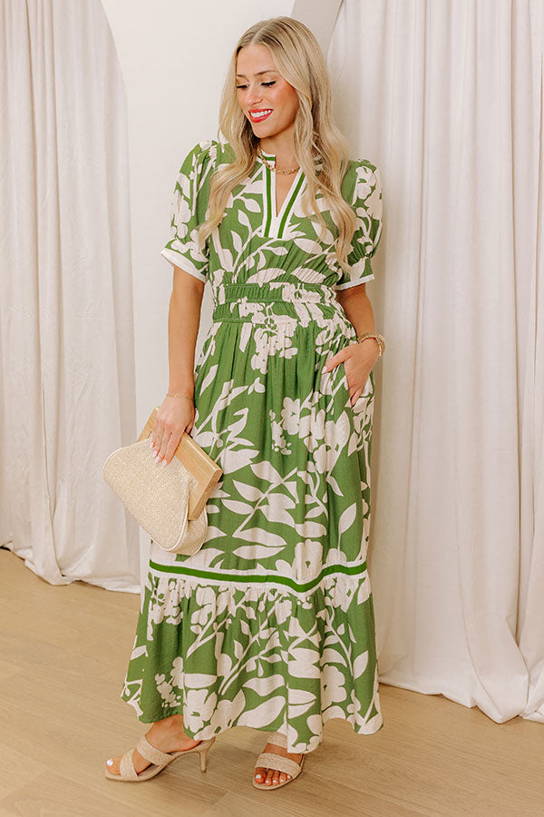 Whimsical Days Floral Midi Dress in Green Image - 5