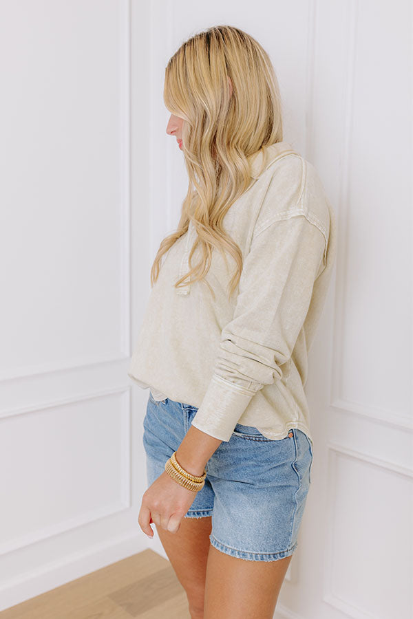 Timeless Classic Mineral Wash Tee in Light Beige Image - 2
