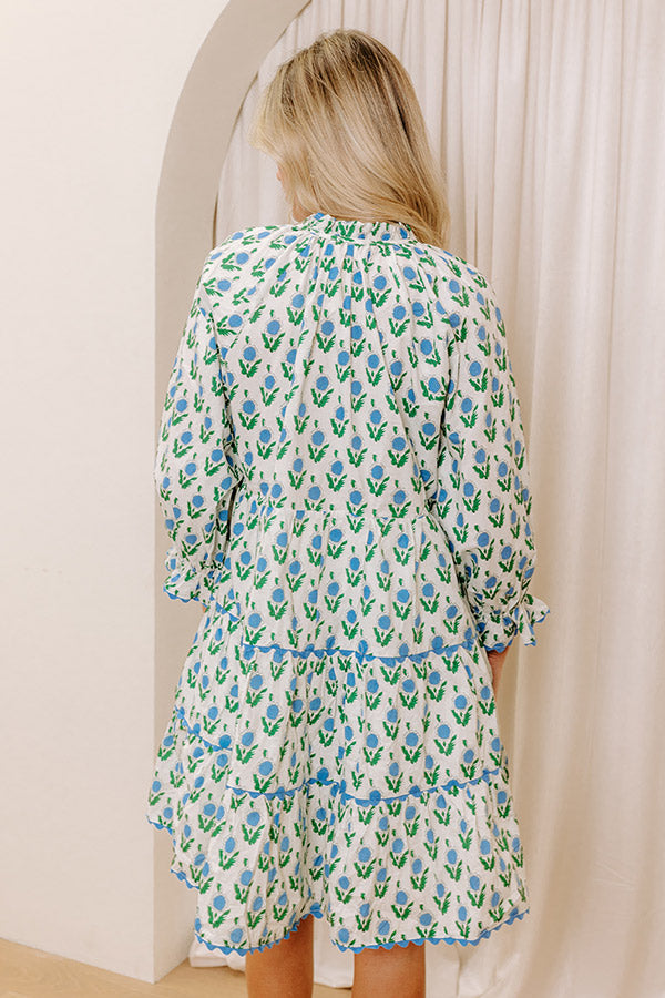 Playful Pursuits Floral Mini Dress in Sky Blue Image - 5