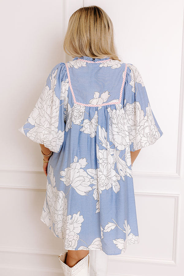 Vineyard Stroll Floral Mini Dress in Sky Blue Image - 5