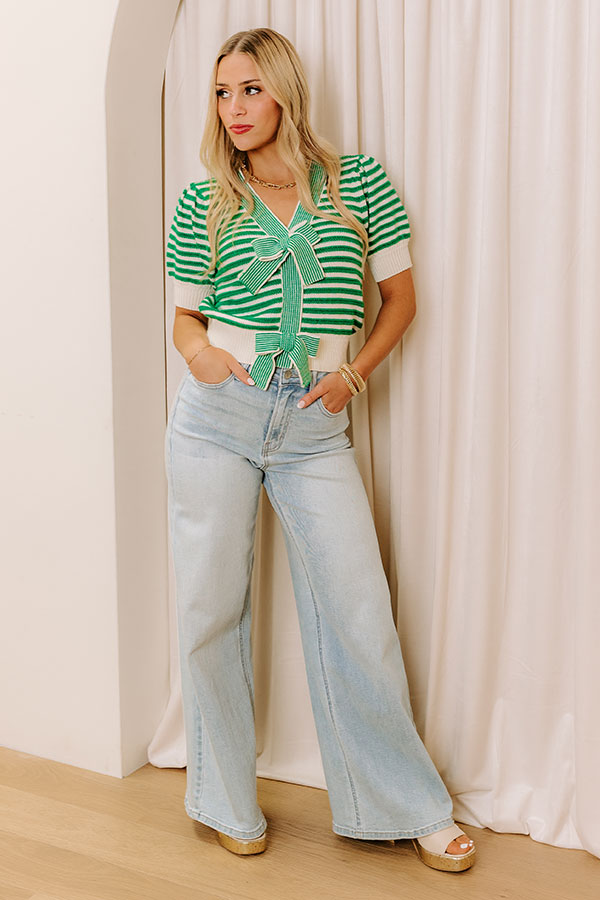 Sweetest Smile Stripe Knit Top in Green Image - 2