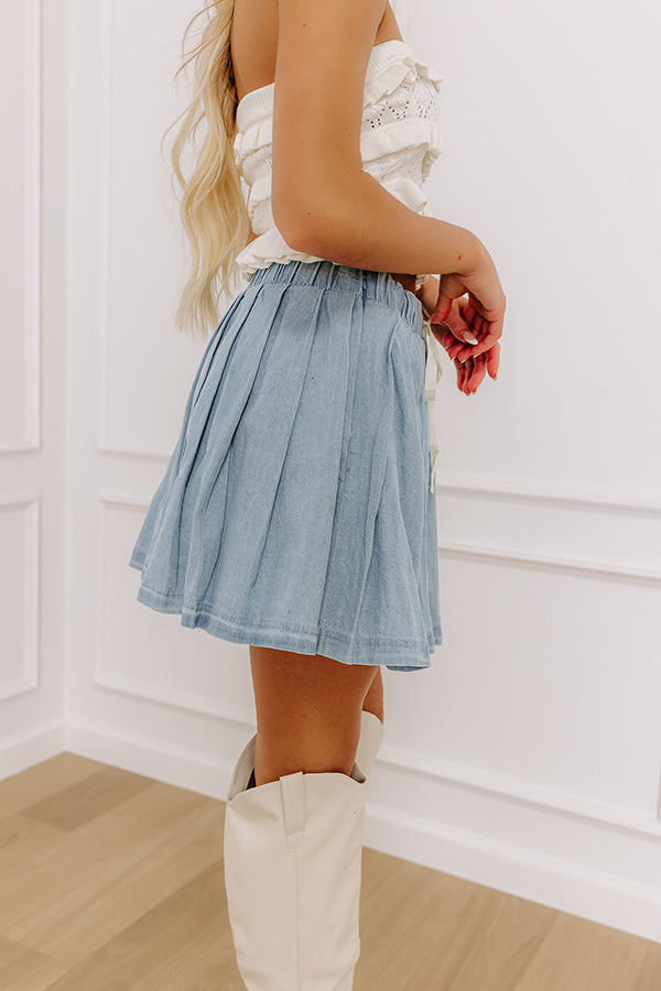 The Gabriela High Waist Denim Skort in Light Wash Image - 4