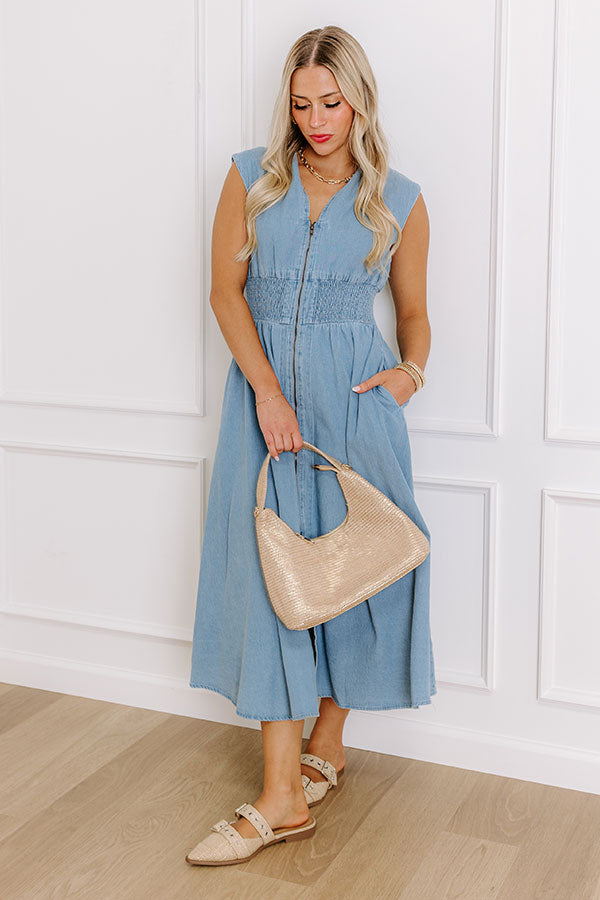 Downtown Daze Denim Midi Dress Image - 1