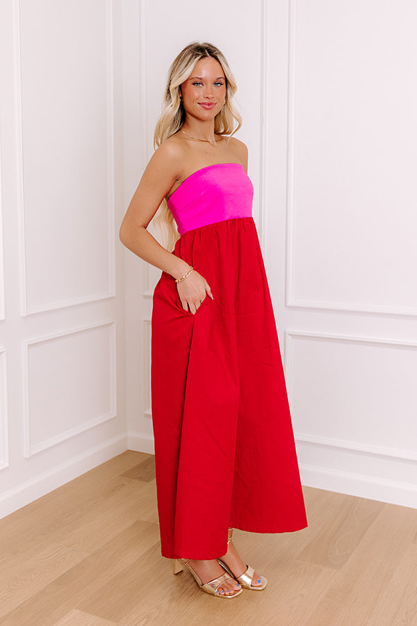A bold red midi dress, ideal for a statement Easter dress or fall midi dress.