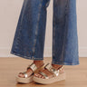 The Valeria Faux Leather Espadrille in Gold Image - 1