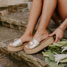 The Dahlia Faux Leather Platform Sandal in Gold Image - 1