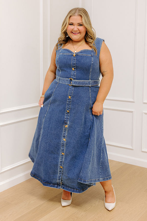 Downtown Stroll Denim Maxi Dress Curves Image - 3