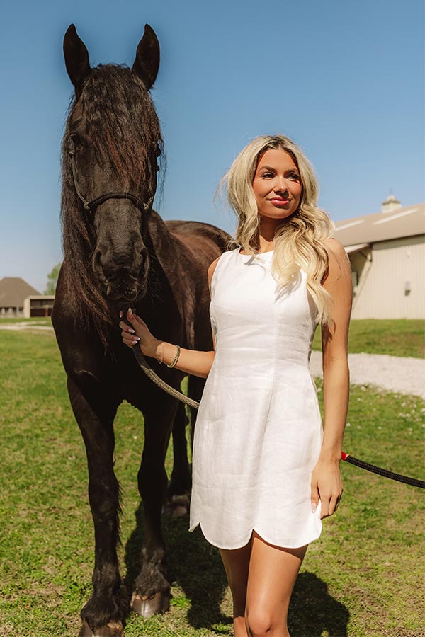 London Estate Linen Mini Dress in White Image - 4