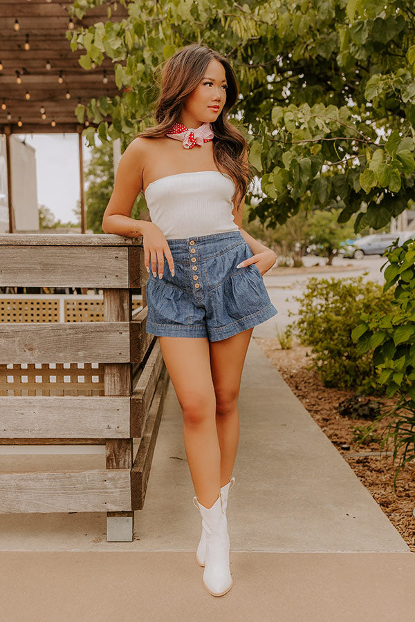 The Rachel High Waist Shorts in Dark Wash Image - 1