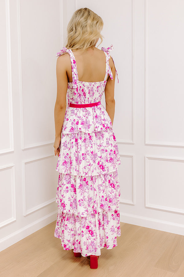 Feeling Dreamy Floral Tiered Maxi Dress in Fuchsia Image - 5