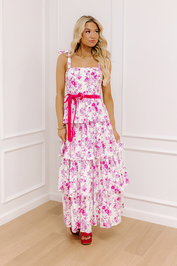 Feeling Dreamy Floral Tiered Maxi Dress in Fuchsia Image - 1