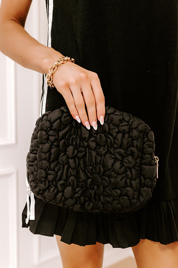 Flora Pop Puffer Cosmetic Bag in Black Image - 1