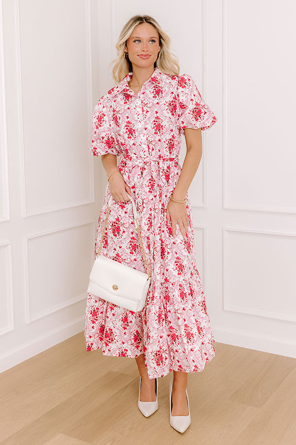 Love-Struck Floral Midi Dress in Blush Image - 1