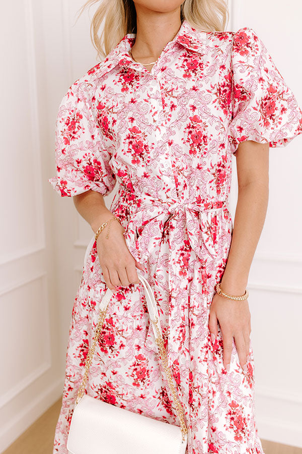 Love-Struck Floral Midi Dress in Blush Image - 2